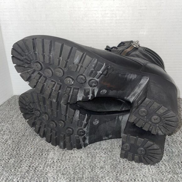 Steve Madden Booties Womens 10 Black Lace Up Leather High Heel Moto Ankle Boots - Picture 12 of 14